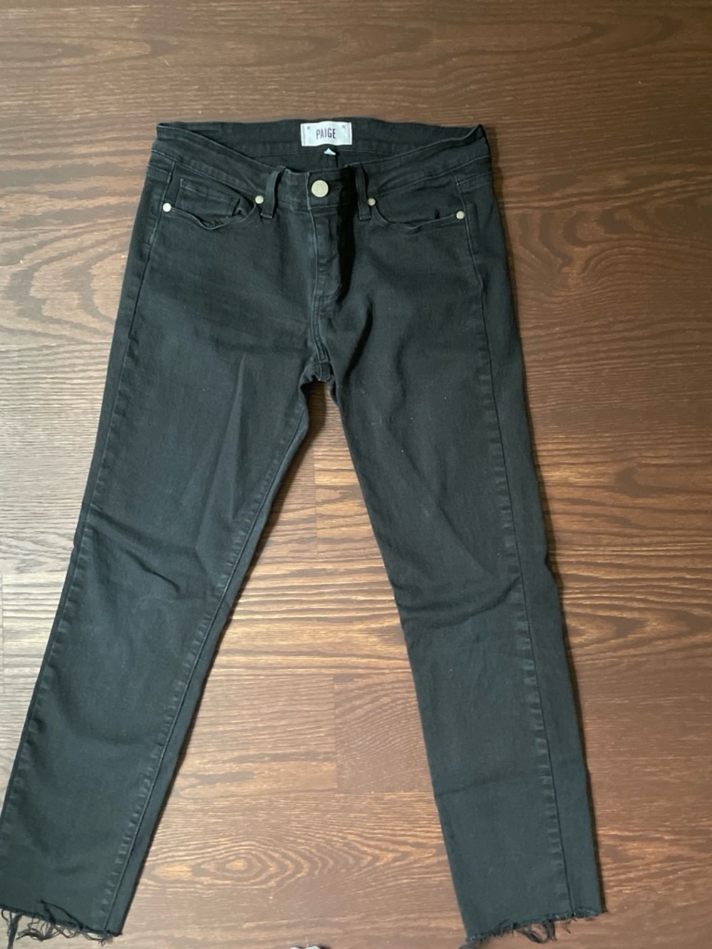 PAIGE Black Skinny Jeans with Raw Hem